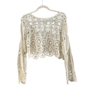 Elegant Cream Crochet Lace Top